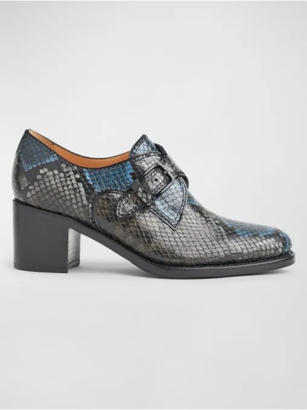 The Office of Angela Scott Miss Brooke Embossed Snakeskin Monk Loafers